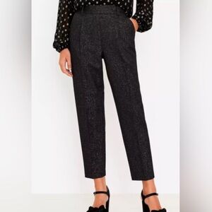 Loft Pull On Tapered Pants Trousers Black Shimmer Women's Size Small Party
